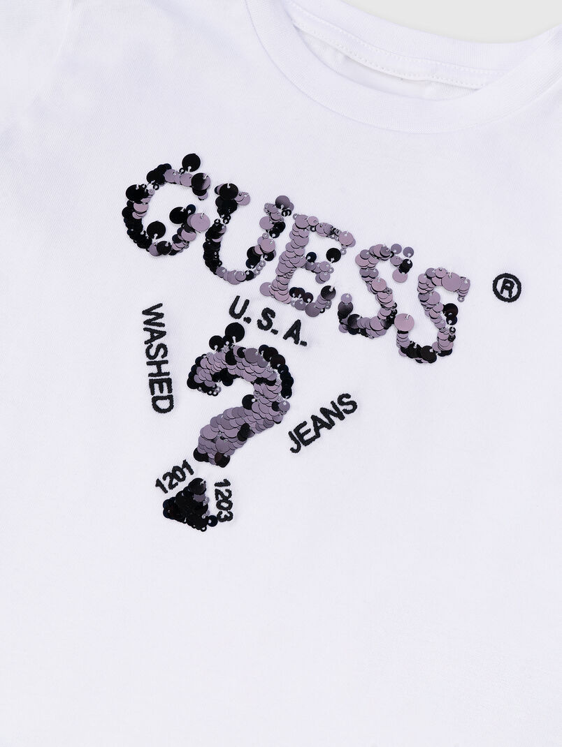 Black T-shirt with sequin logo  - 3