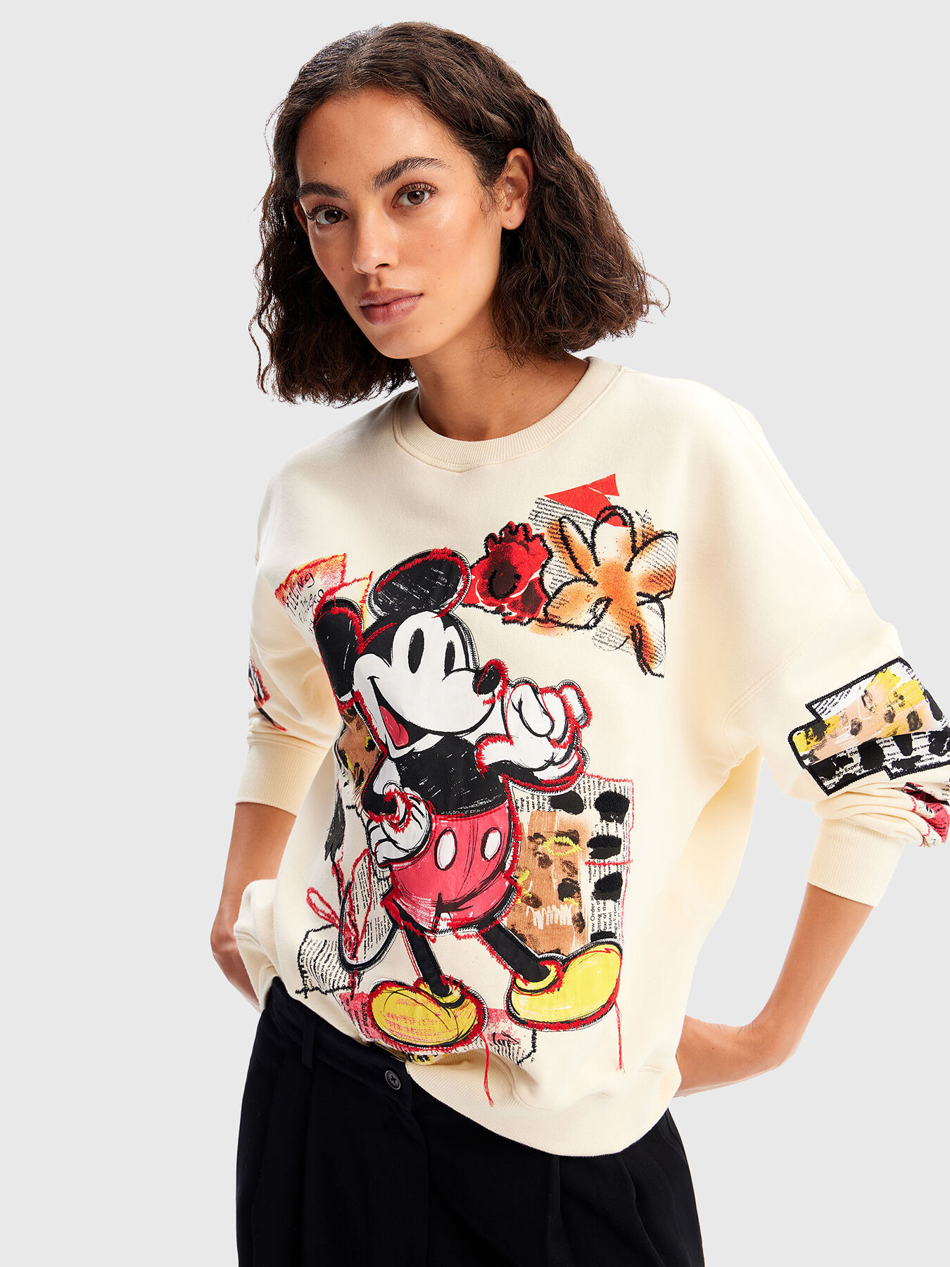 Sweatshirt with print and embroidery brand DESIGUAL