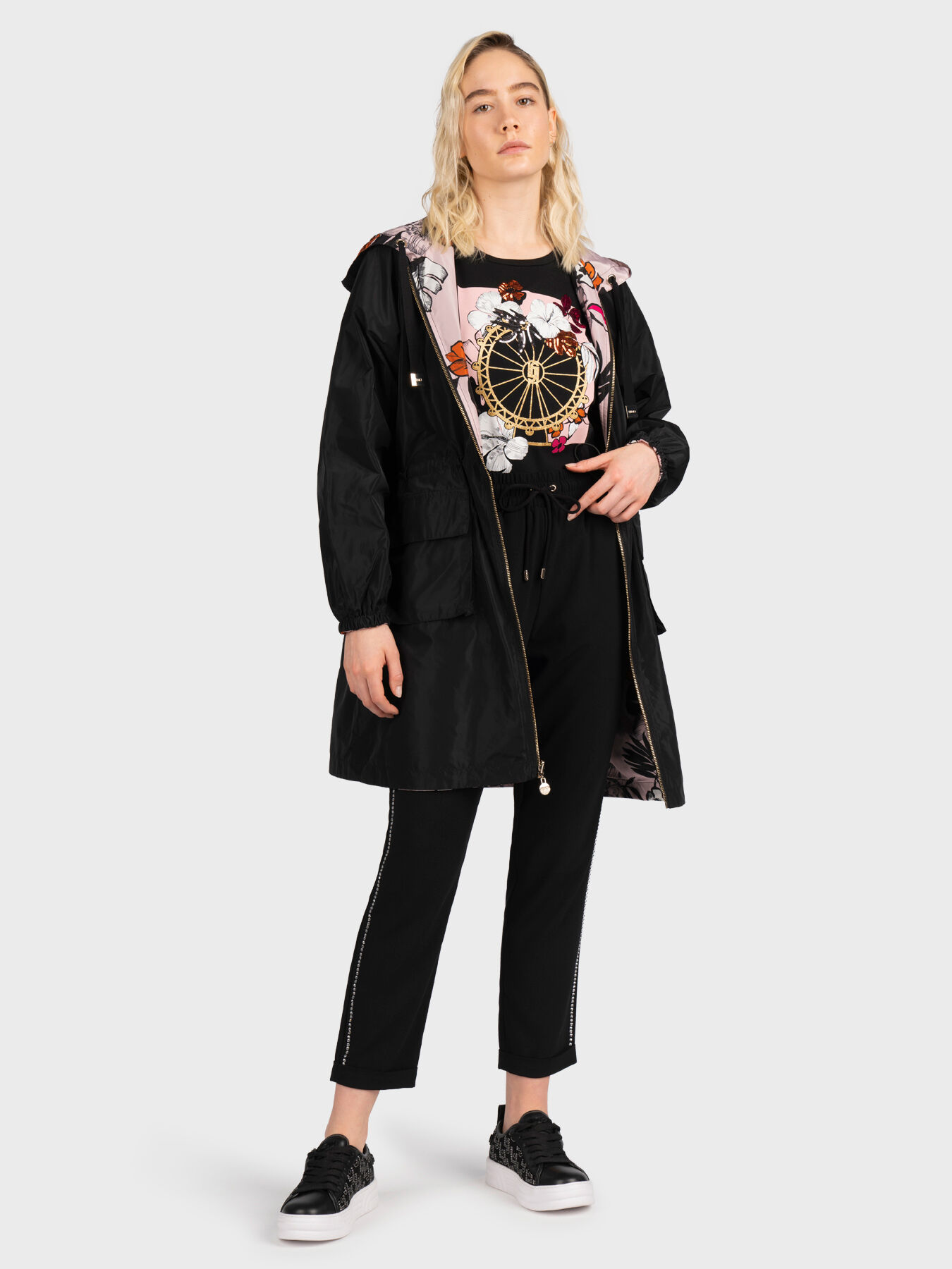 Reversible hooded jacket with drawstring brand LIU JO