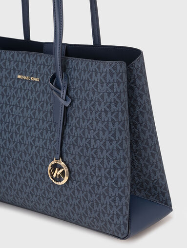 Monogram logo print bag in dark blue - 4