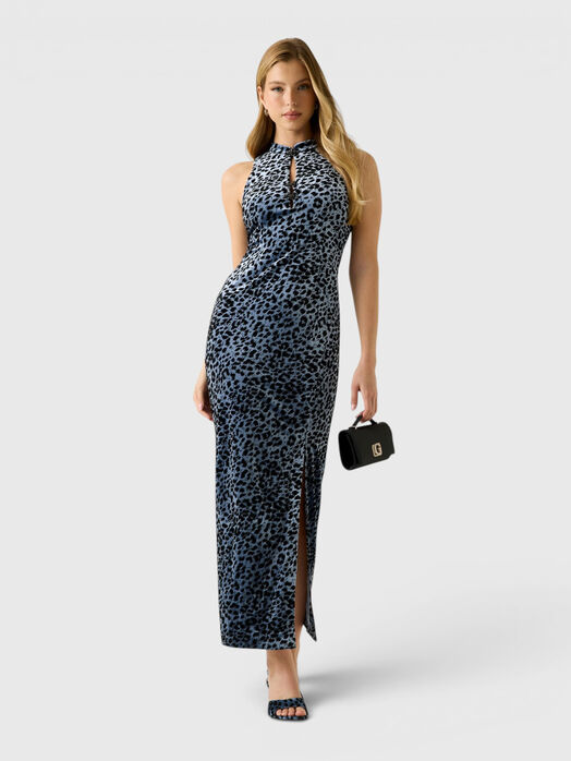 AVA long dress with a velvet effect