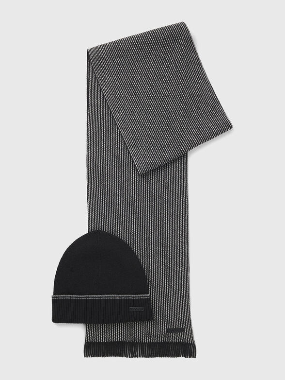 Cotton and wool scarf and hat set - 1