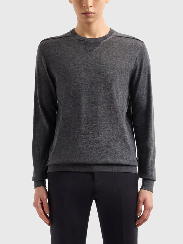 Round neck wool blend sweater - 1