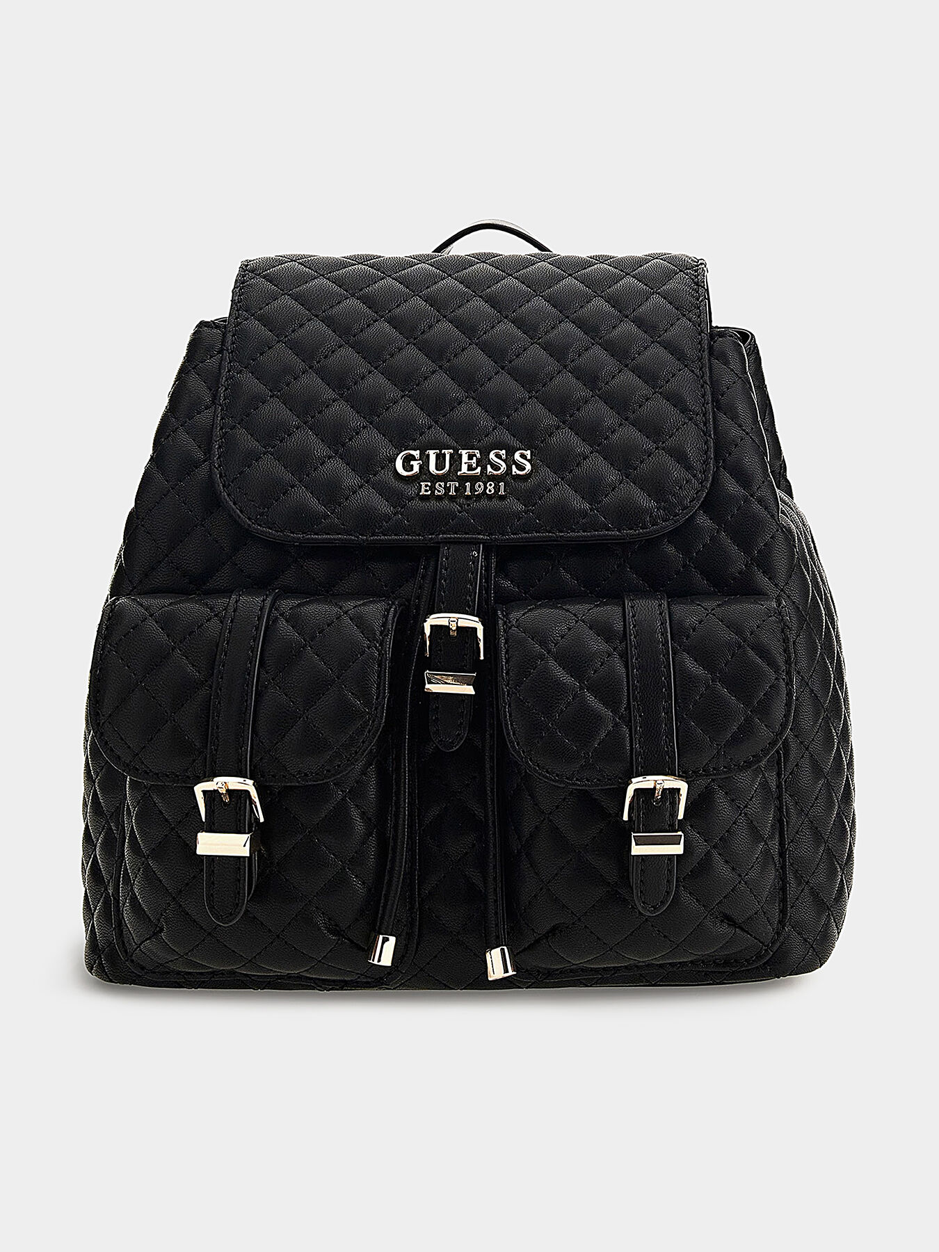 ADAM FLAP black backpack with quilted effect brand GUESS Globalbrandsstore en