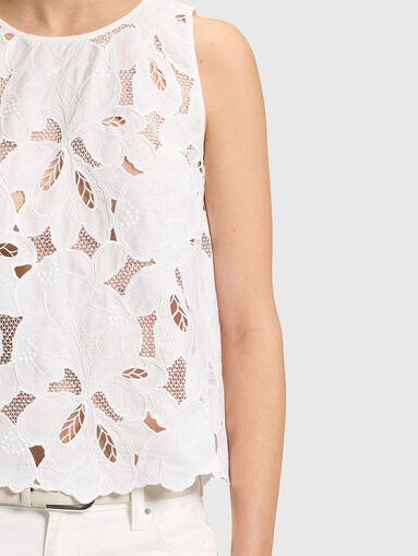 Sleeveless cotton blouse with oval neckline - 5