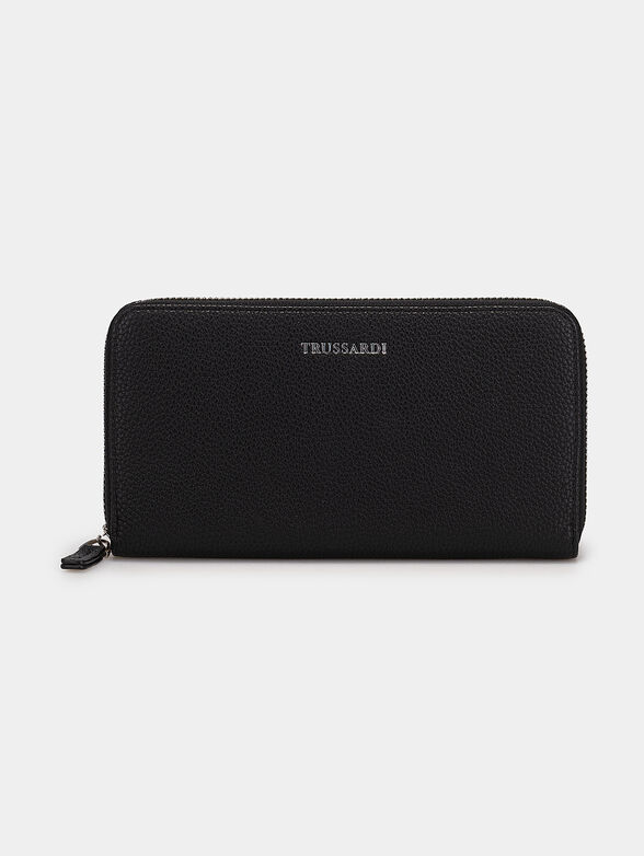 Wallet with grained texture and logo - 1