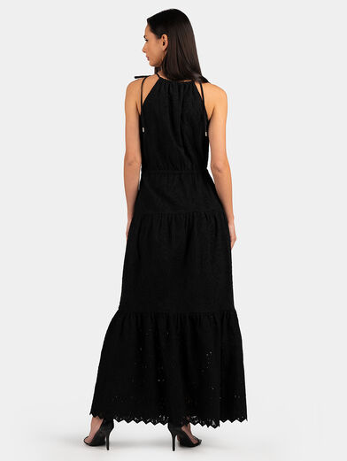 Maxi black dress with floral embroidery - 2