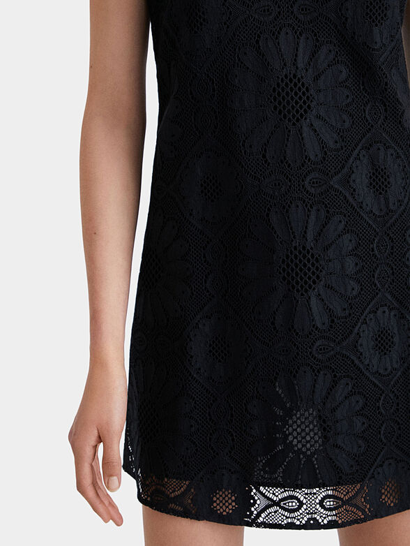 Black lace mini dress - 4
