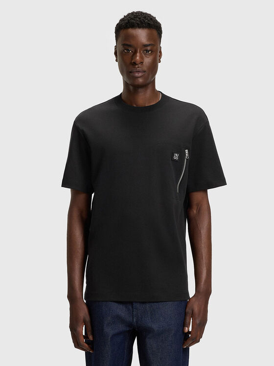 Памучна тениска с акцентен цип - 1