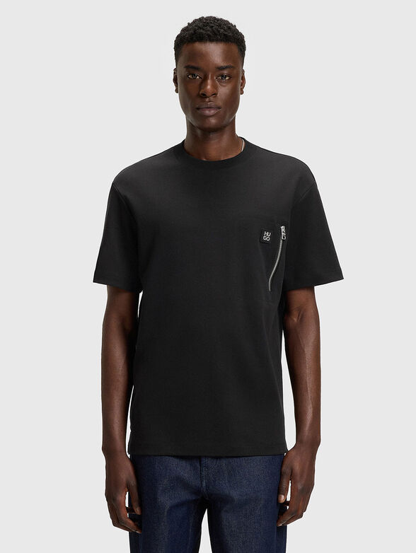 Cotton T-shirt with accent zip - 1