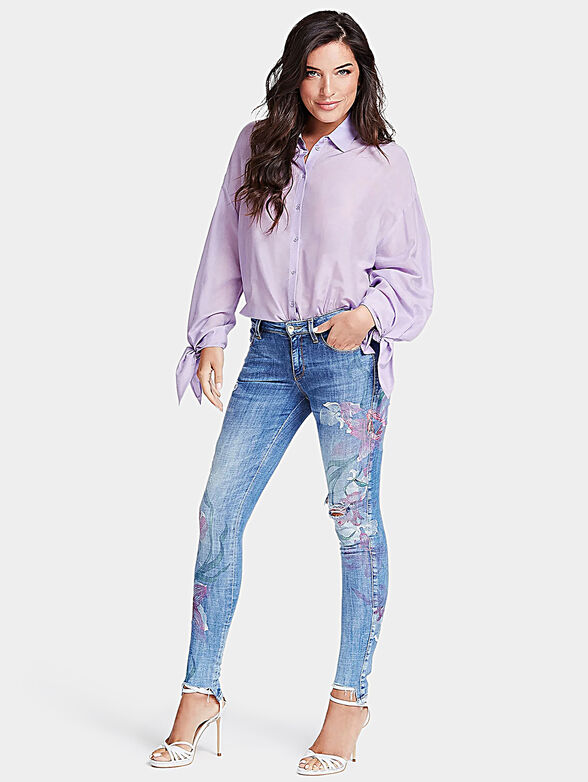 SEXY CURVE Skinny jeans with floral motifs - 2