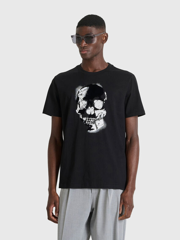 Cotton T-shirt with oval neckline - 1