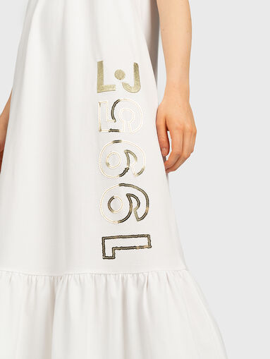 Long dress with logo embroidery and sequins - 5