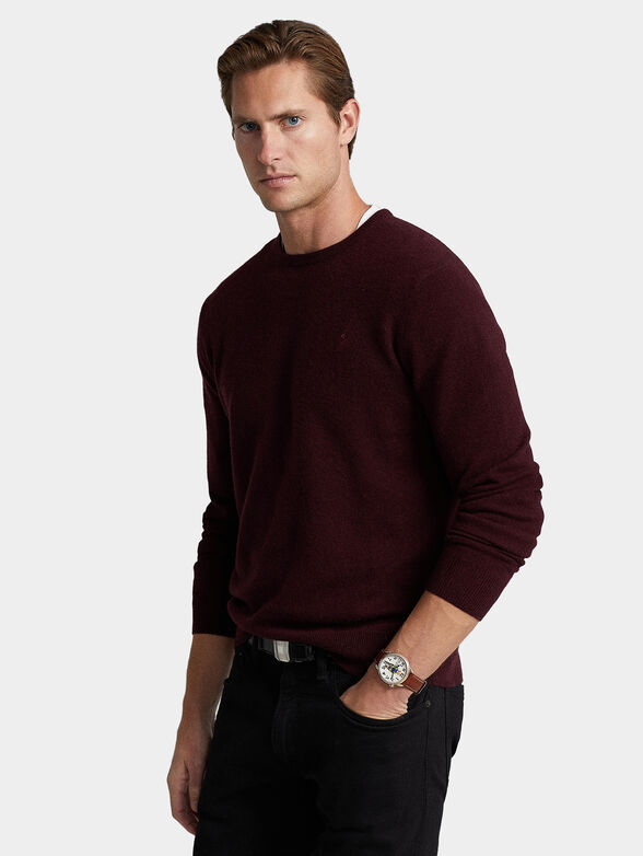 Wool sweater in bordeaux color - 1