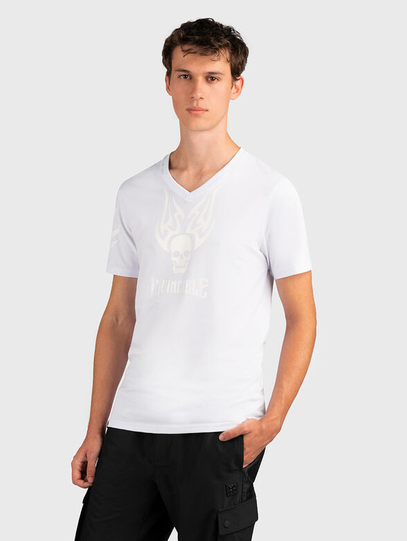 TV039 white V-neck T-shirt  - 1