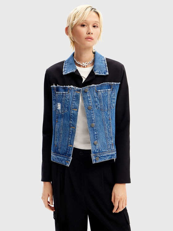 Black jacket with denim elements - 1