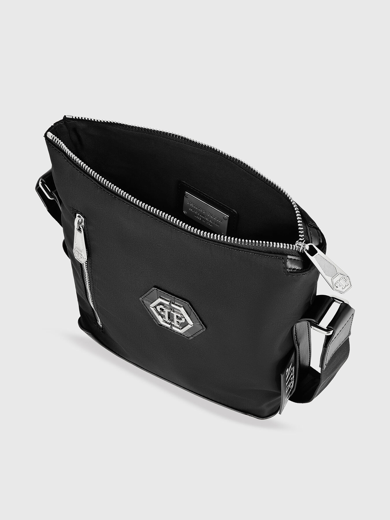 HEXAGON black crossbody bag with logo accent brand PHILIPP PLEIN