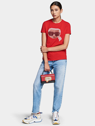 Cotton T-shirt with pixelated logo - 5