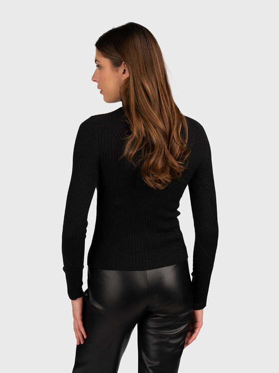 Черна блуза с поло яка DALIA - 2