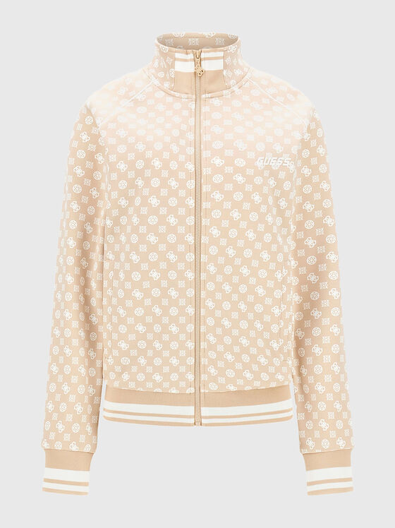 Бежов суитшърт AGGIE с монограмен лого принт - 1