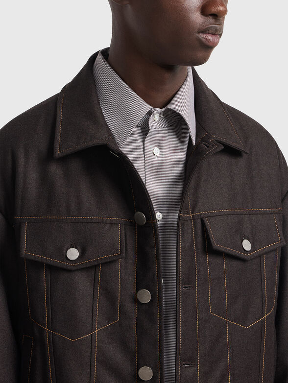 Contrast stitching wool jacket - 4