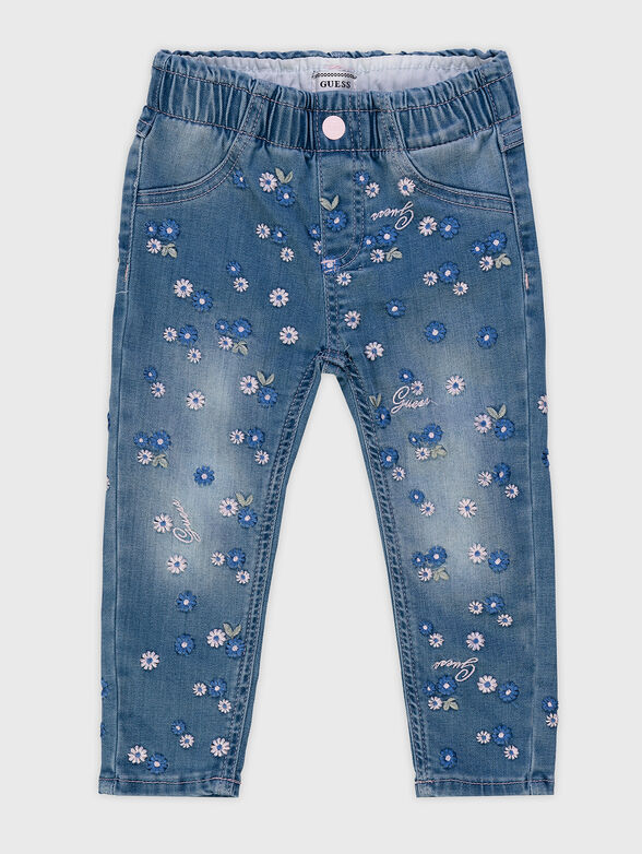 Jeans with embroidered flowers - 1