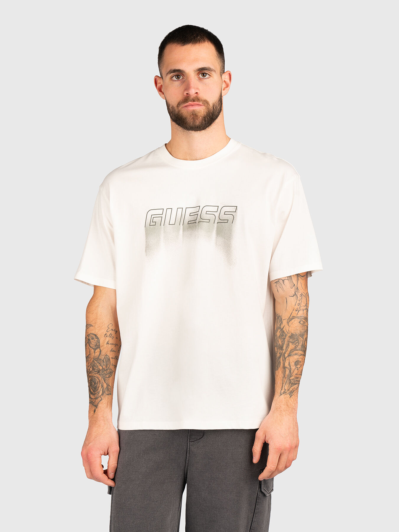 GUESSGREENLABEL Mサイズ WHITE Tシャツ 新品未使用！ Sサイズのみ]LEGIT ロングTシャツ【MECHANICAL L/S TEE】WHITE