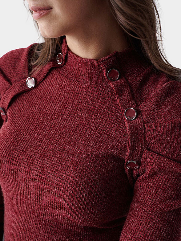 Red sweater with accent shoulders - 5