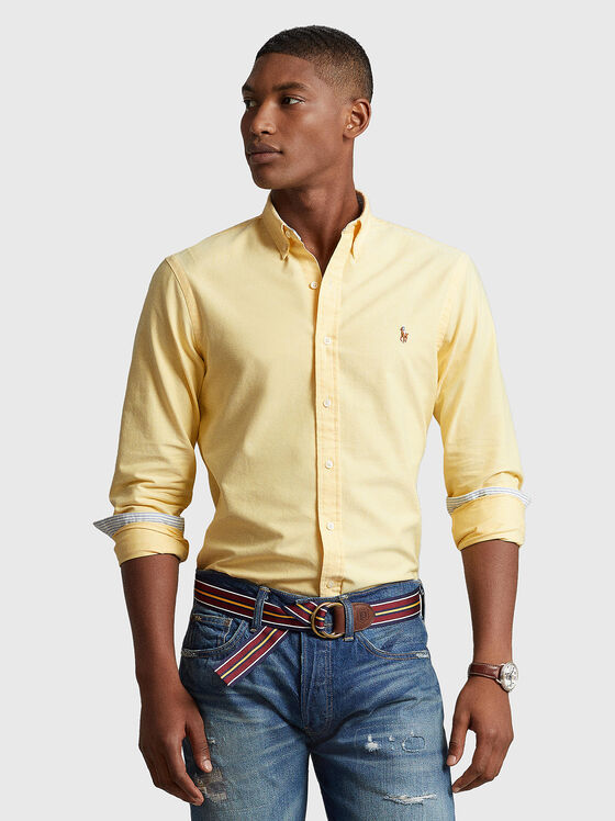 Памучна риза в жълт цвят  - 1