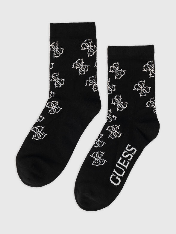 Socks with appliqued rhinestones and logo - 1