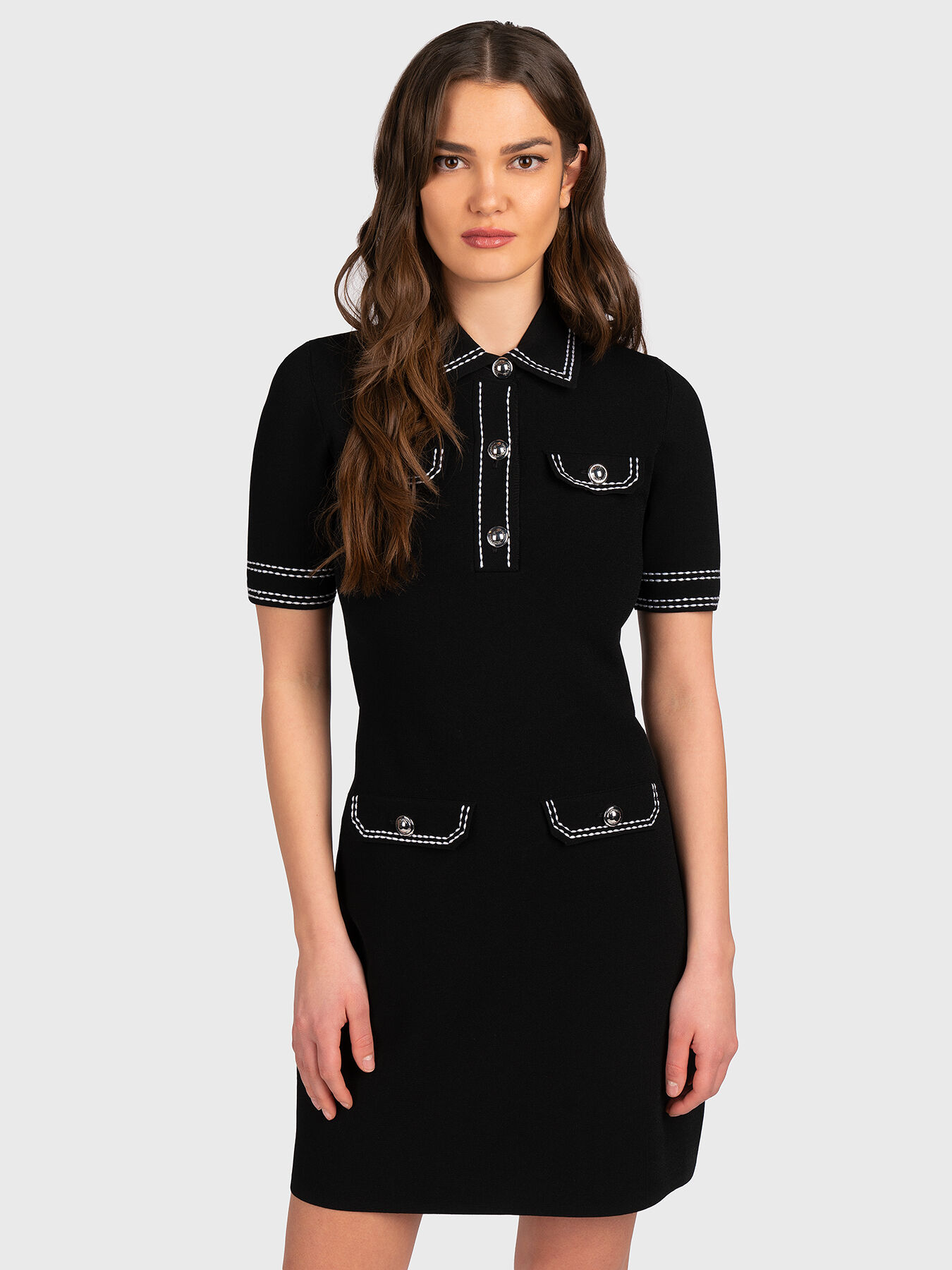 Black mini dress with buttons brand MICHAEL KORS Globalbrandsstore en