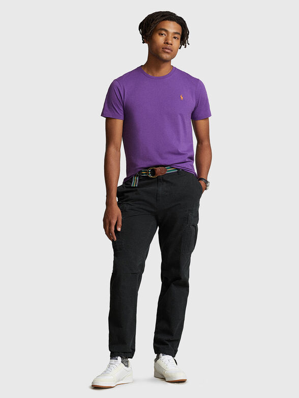 Purple T-shirt with logo embroidery - 2