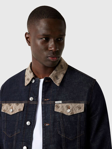 DILLON denim jacket with accent collar - 4