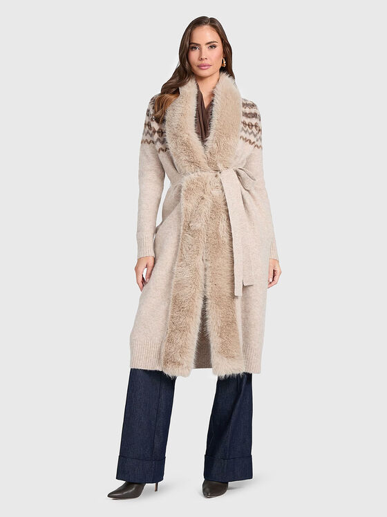 Бежова жилетка AKILAH от вълнен бленд с акцентна яка - 1