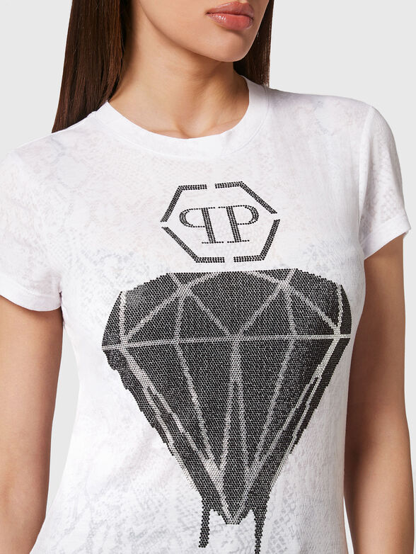 SEXY PURE black T-shirt with rhinestones - 4