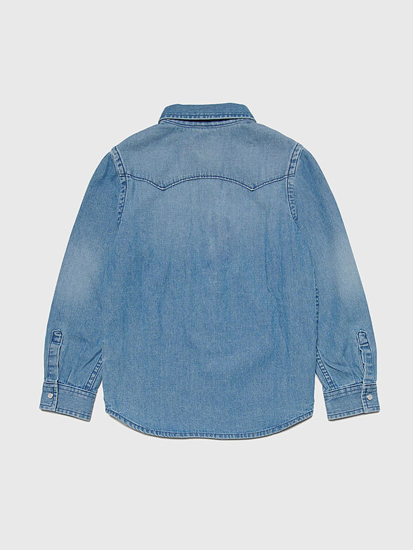 Logo embroidered denim shirt  - 2