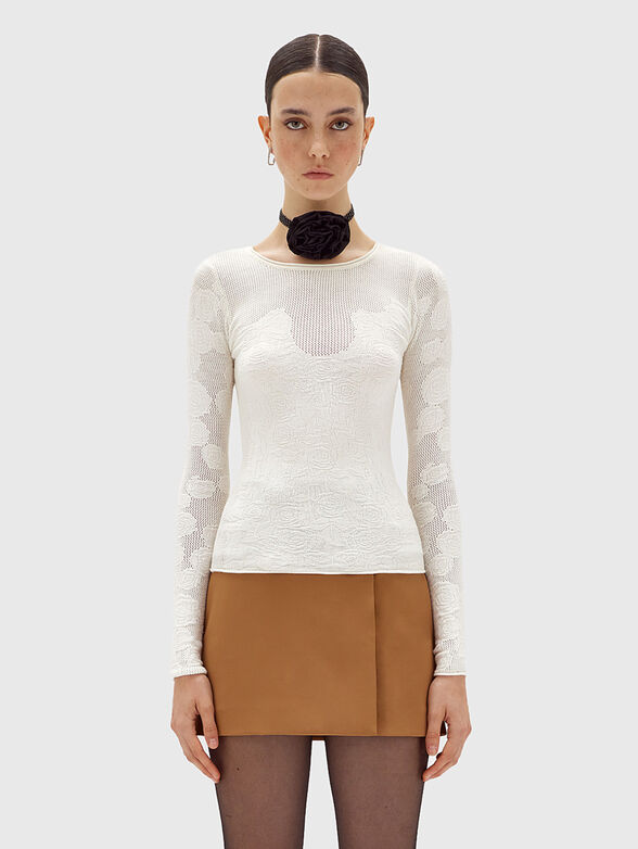Floral lace stitch sweater - 1