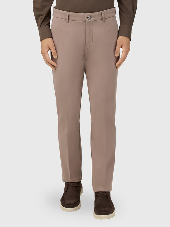 Cotton pants in beige color - 1