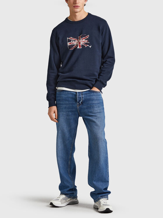 Тъмносин суитшърт RUWAN с принт - 2