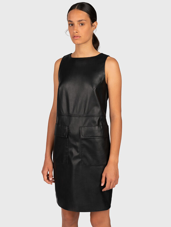 Black dress from faux leather - 1