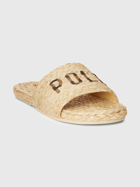 Raffia slippers with logo accent - 2
