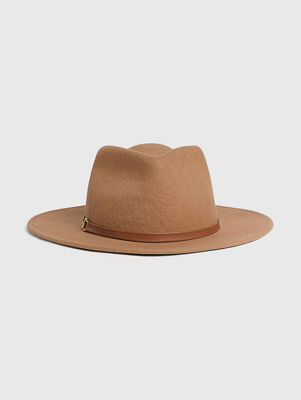 Wool and leather fedora hat in beige - 2
