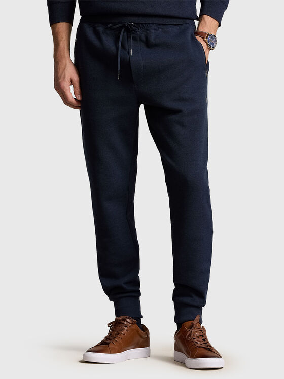 Тъмносин спортен панталон с лого - 1