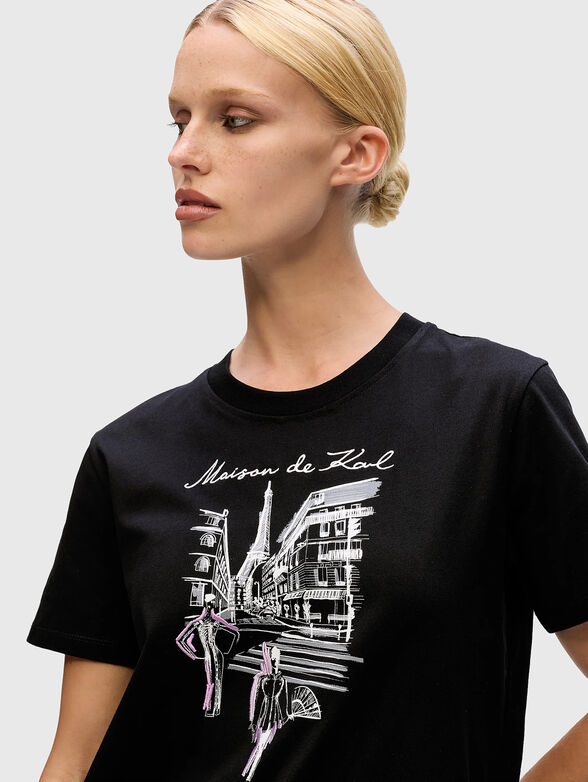 Black organic cotton T-shirt with print - 4