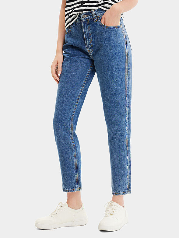 Blue jeans with accent edging - 1