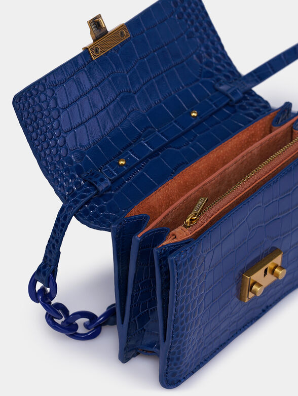 Blue crossbody bag with animal print - 4