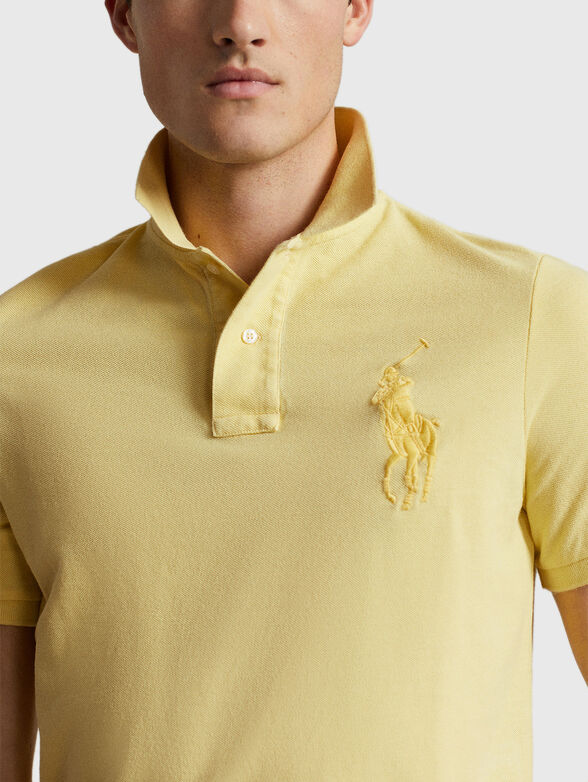 Yellow polo shirt with logo embroidery - 4