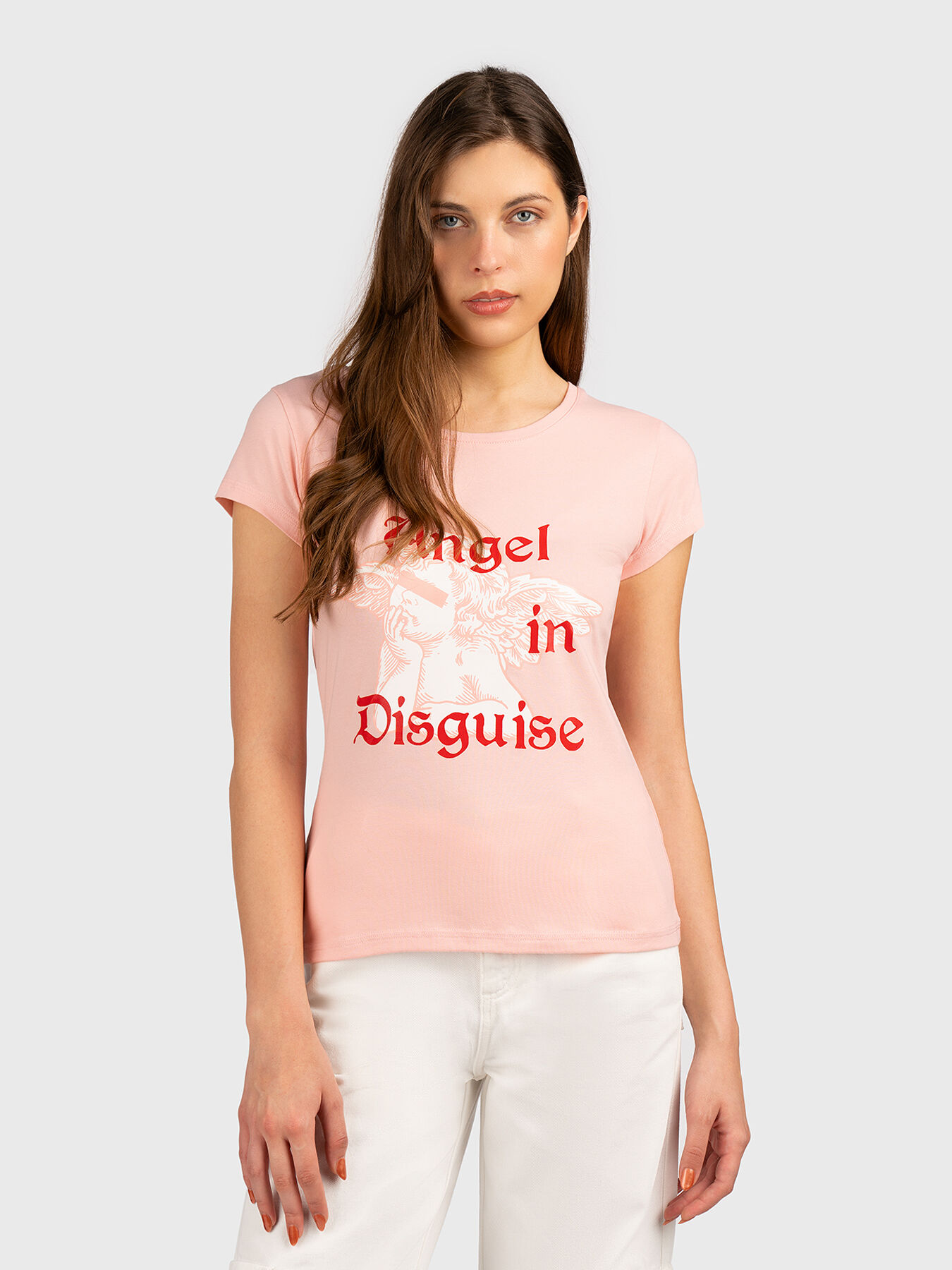TSL076 pale pink T shirt with print brand GINZA MODE Globalbrandsstore en