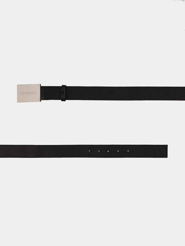 Black leather belt with logo detail - 2