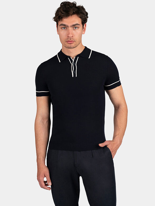 Knitted polo shirt with white accents - 1